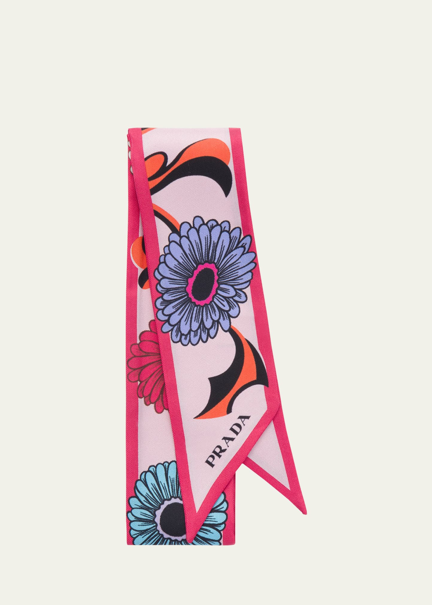 Prada Flower-Print Silk Scarf | Bergdorf Goodman