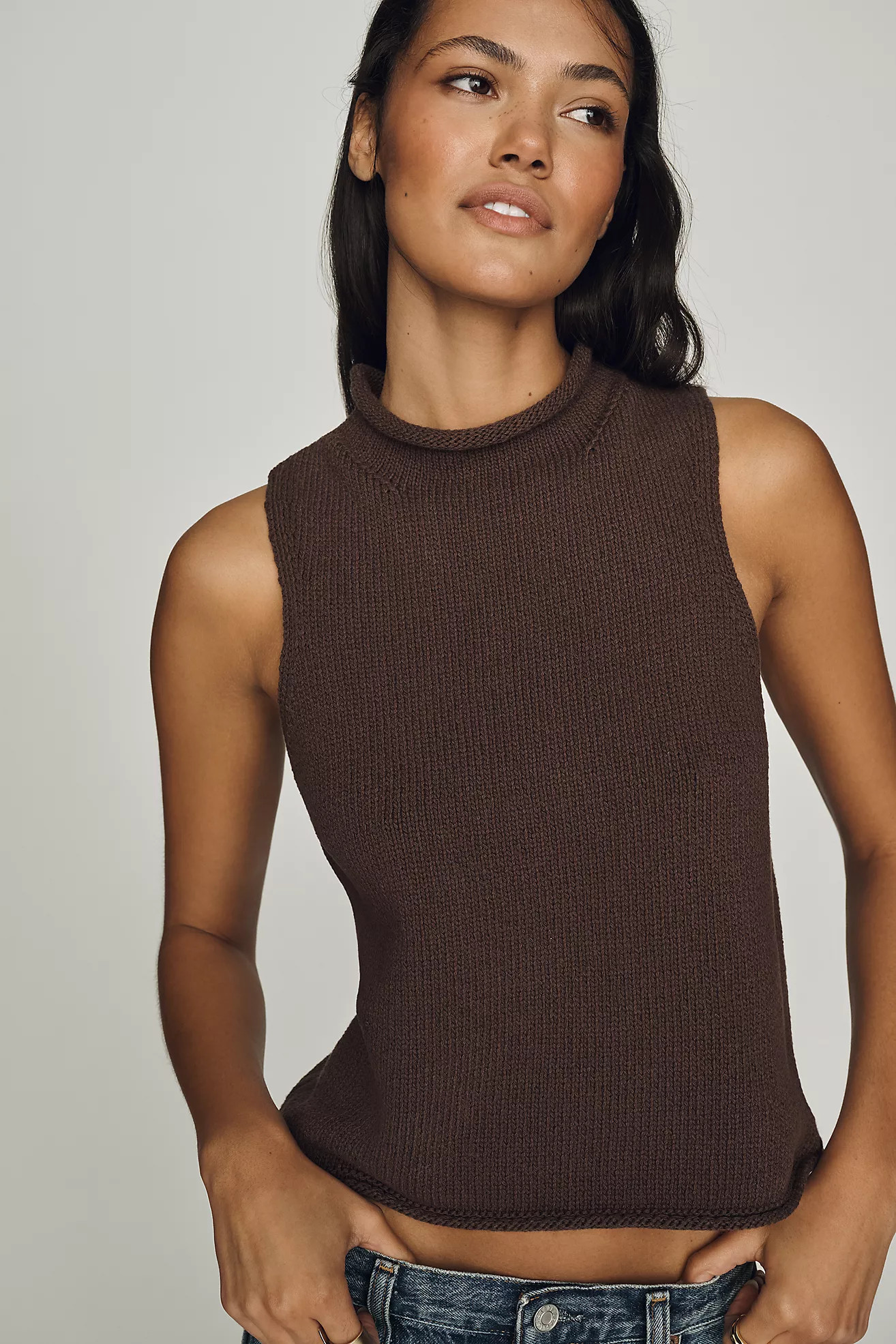 Pilcro 100% Cotton Roll Neck Sweater Tank | Anthropologie (US)