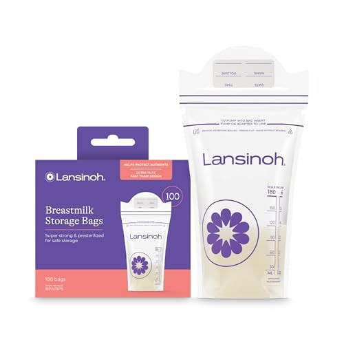 Lansinoh Breastmilk Storage Bags, 100 Count, Baby Essentials, Fast Freeze & Thaw Breast Milk Bags for Baby Bottle Feeding, Superior Strength & Stretch, 6 Ounce | Amazon (US)