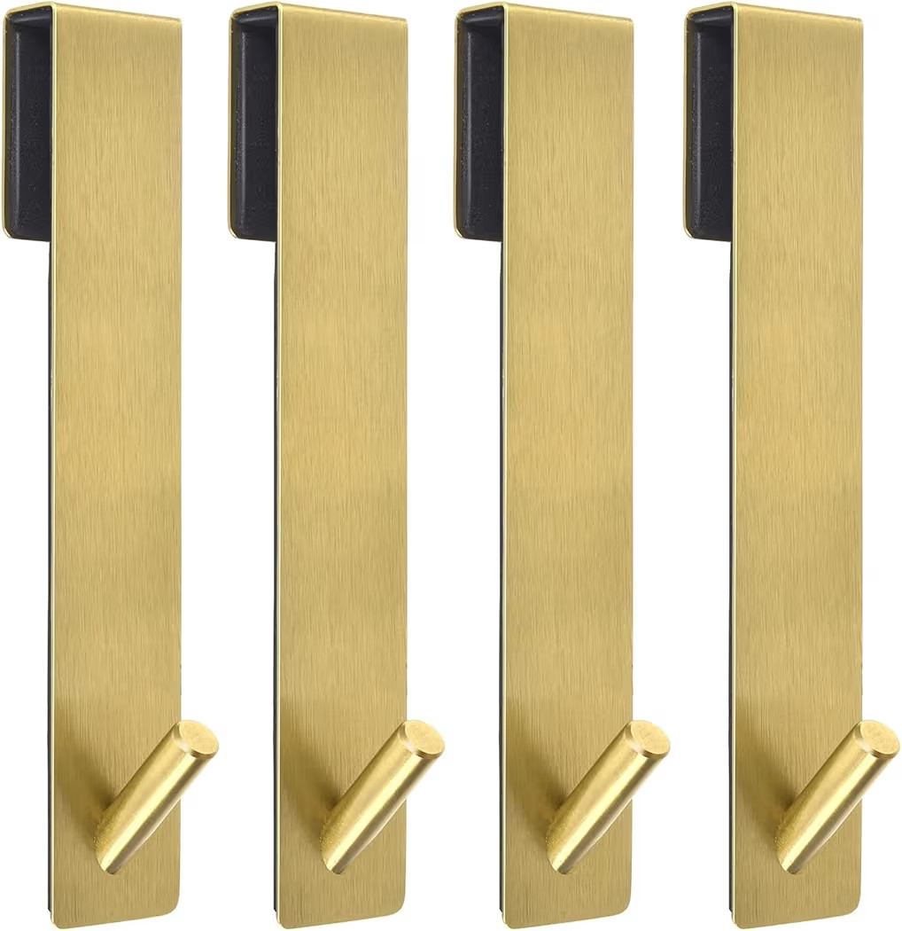 Shower Door Hooks (4 Pcs), 304 Stainless Steel, 7.5x1.18in, Gold, Frameless Glass Door Towel Stor... | Amazon (US)