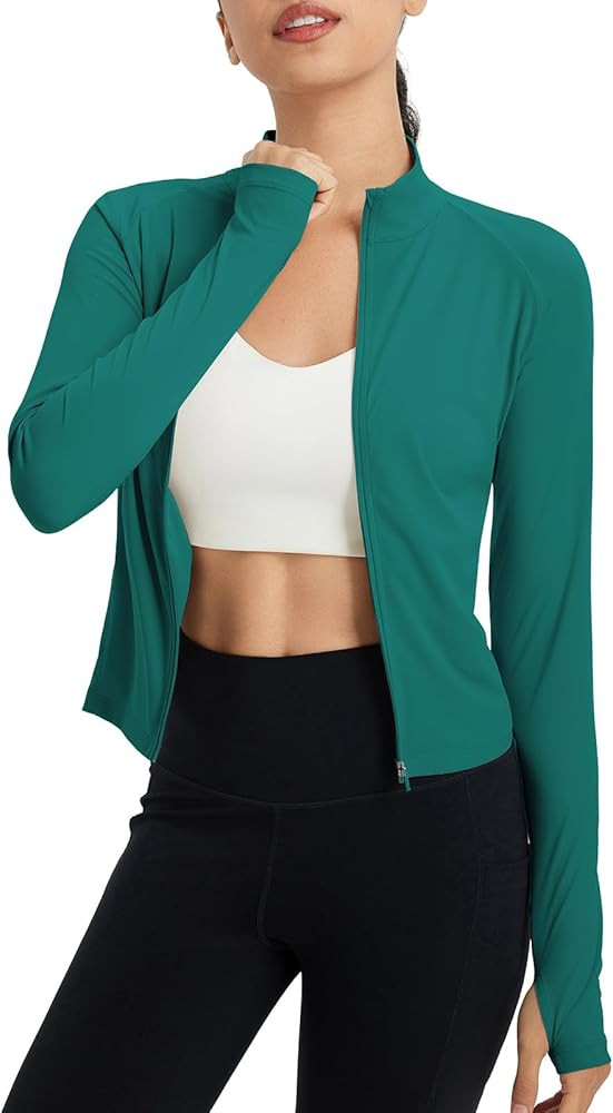 baleaf Women's UPF 50+ Sun Shirts Protection SPF Crop Jacket UV Protection Long Sleeve Full Zip C... | Amazon (US)