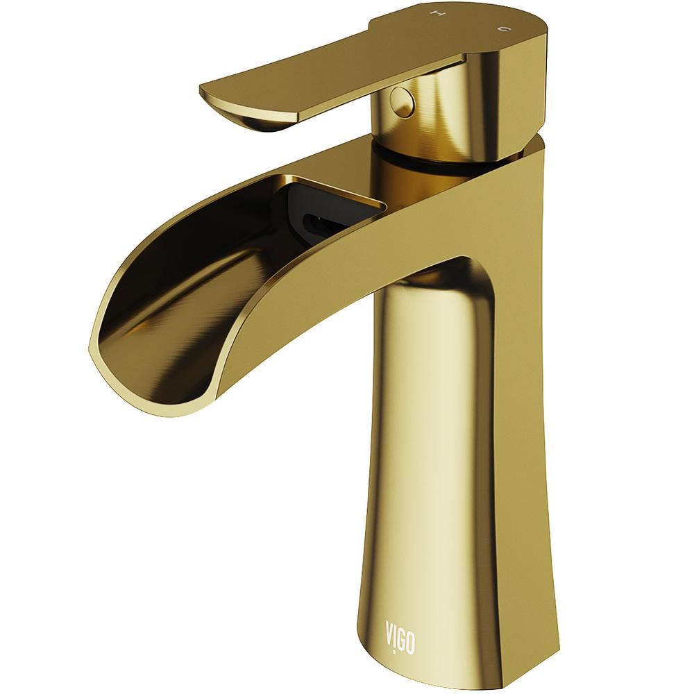 Paloma Single Hole Single-Handle Bathroom Faucet in Matte Gold | The Home Depot