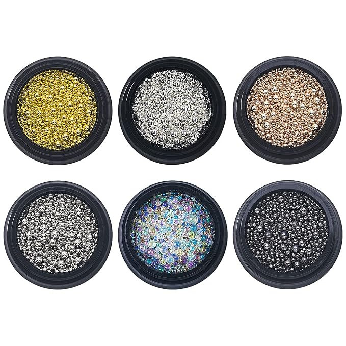 6 boxes of mixed nail art rhinestone nail art steel beads professional nail decoration nail art c... | Amazon (US)