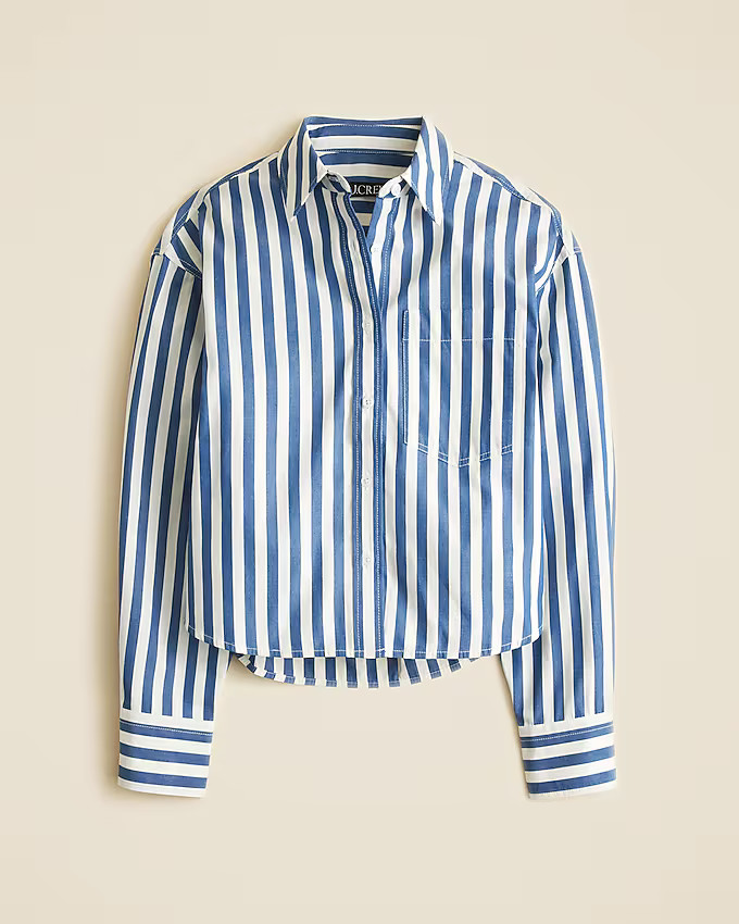Étienne cropped button-up shirt in striped cotton poplin | J. Crew US