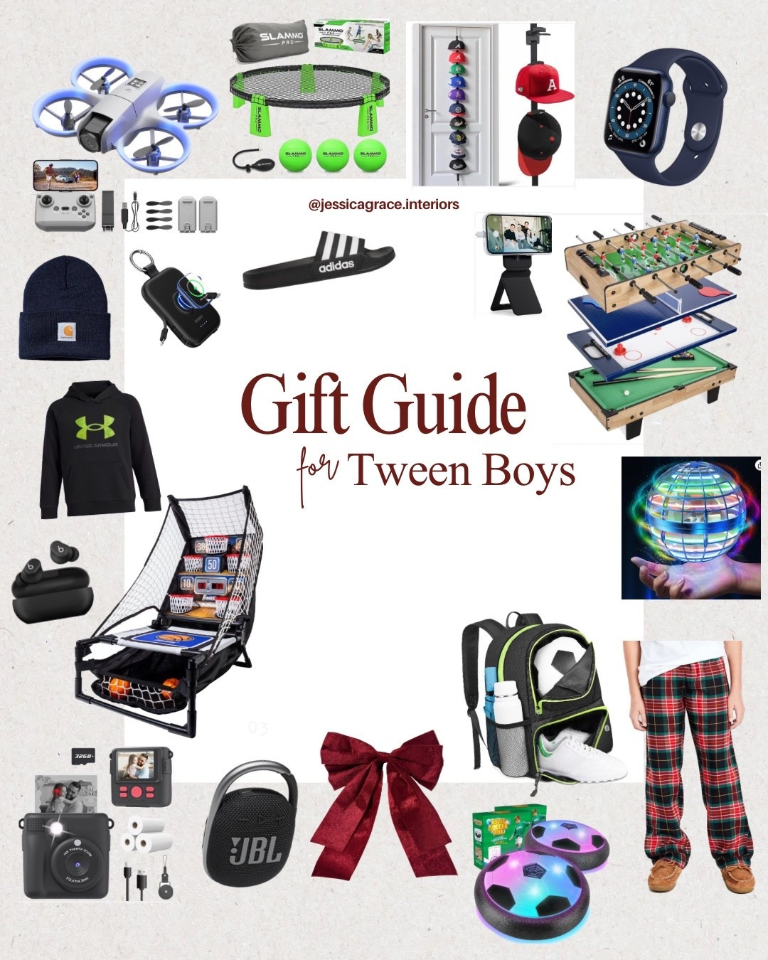 Gifts for tween boys

Sports bag
Slam ball
Apple Watch
Table games
Pjs
Basketball
Jbl speaker
Camera
Drone


#LTKHoliday #LTKGiftGuide #LTKCyberWeek