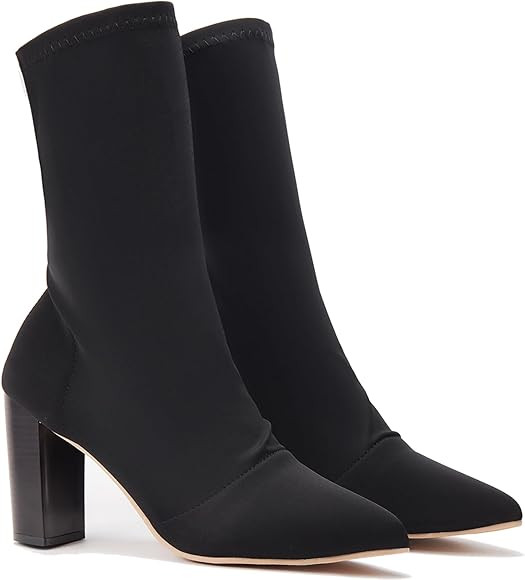 stylewe Womens Chunky Heels Boots for Women, Pointed Toe Booties for Women, with Crystal Clear Ch... | Amazon (US)