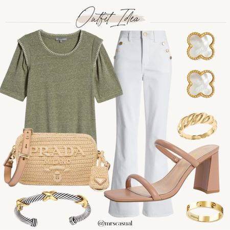 White jeans spring outfit idea. Love the button detail on these jeans. Flare style  

#LTKfindsunder50 #LTKSeasonal #LTKfindsunder100