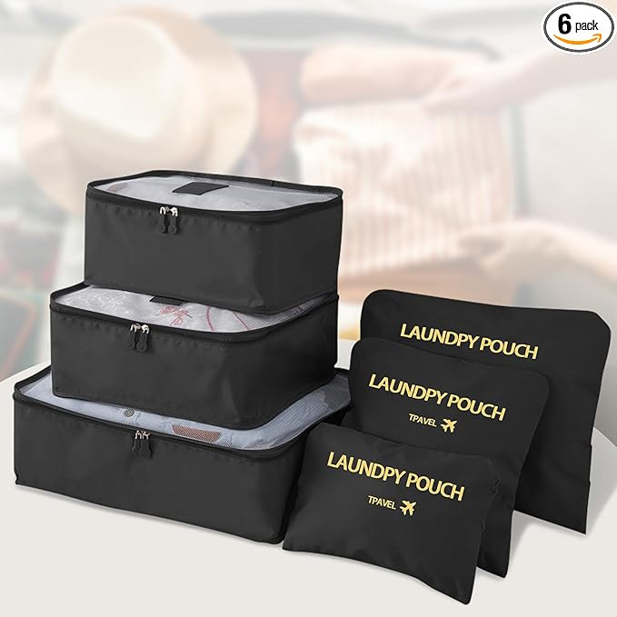 Packing Cubes 6 Set Travel Essentials for Carry on Luggage Organizers Suitcase Travel Accessories... | Amazon (US)
