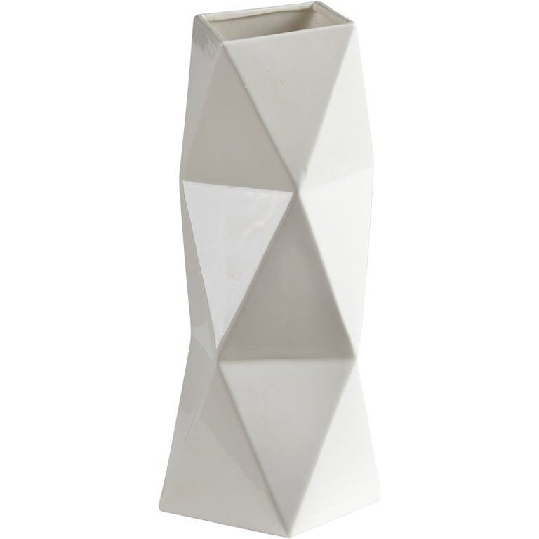 Maklaine Scandinavian Casual Small Vase in Glossy White - Walmart.com | Walmart (US)