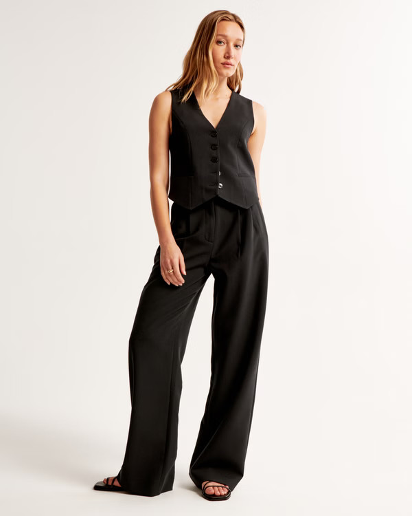 The A&F Mara Tailored Vest Squareneck Set Top | Abercrombie & Fitch (US)