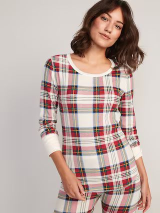 Printed Thermal-Knit Long-Sleeve Pajama Top for Women | Old Navy (US)