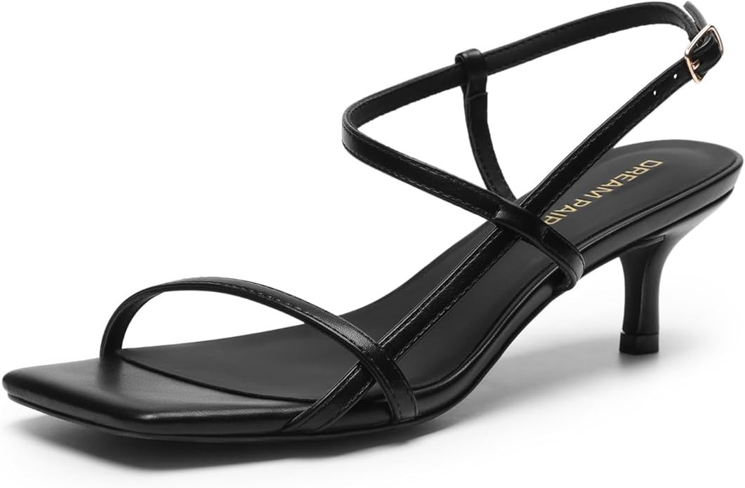 DREAM PAIRS Women's Low Kitten Heels Square Open Toe Ankle Strap Party Wedding Dressy Sandals Sho... | Amazon (US)