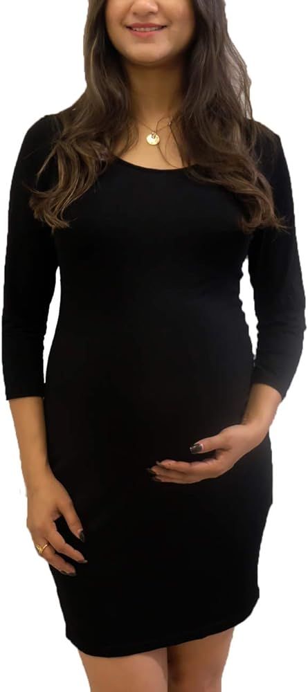Women's Bodycon Maternity Dress 3/4 Sleeves Casual Pregnancy Slim Fit Photography Baby Shower Dre... | Amazon (US)