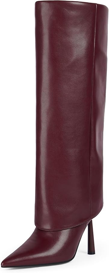 Modatope Fold Over Knee High Boots Women Pointed Toe Stiletto Heel Tall Boots Side Zipper Womens ... | Amazon (US)