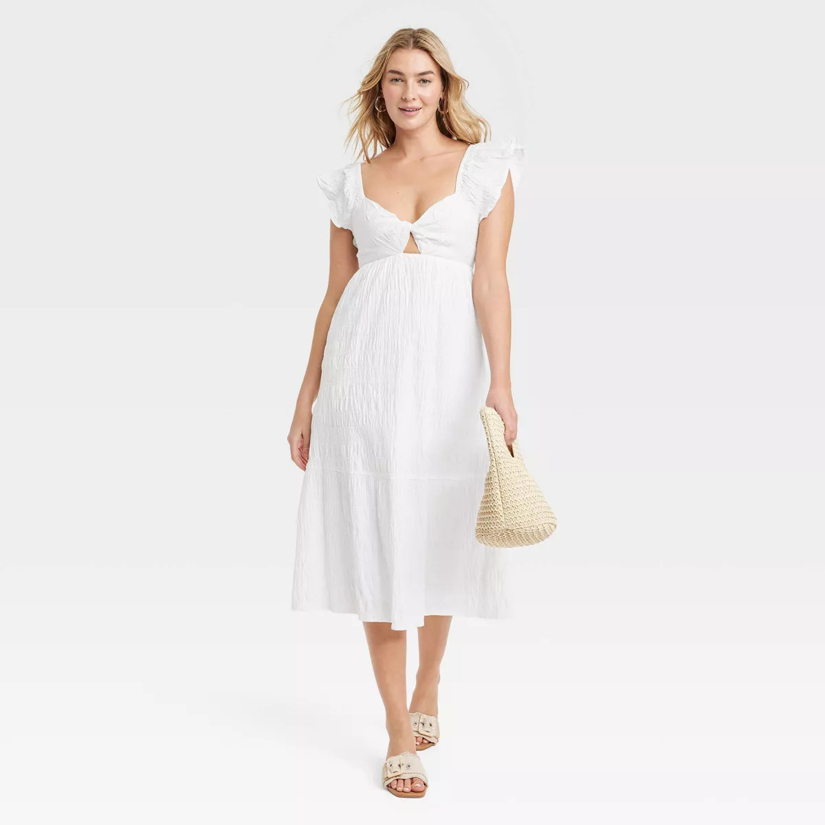 Women's Flutter Short Sleeve Midi A-Line Dress - Universal Thread™ | Target