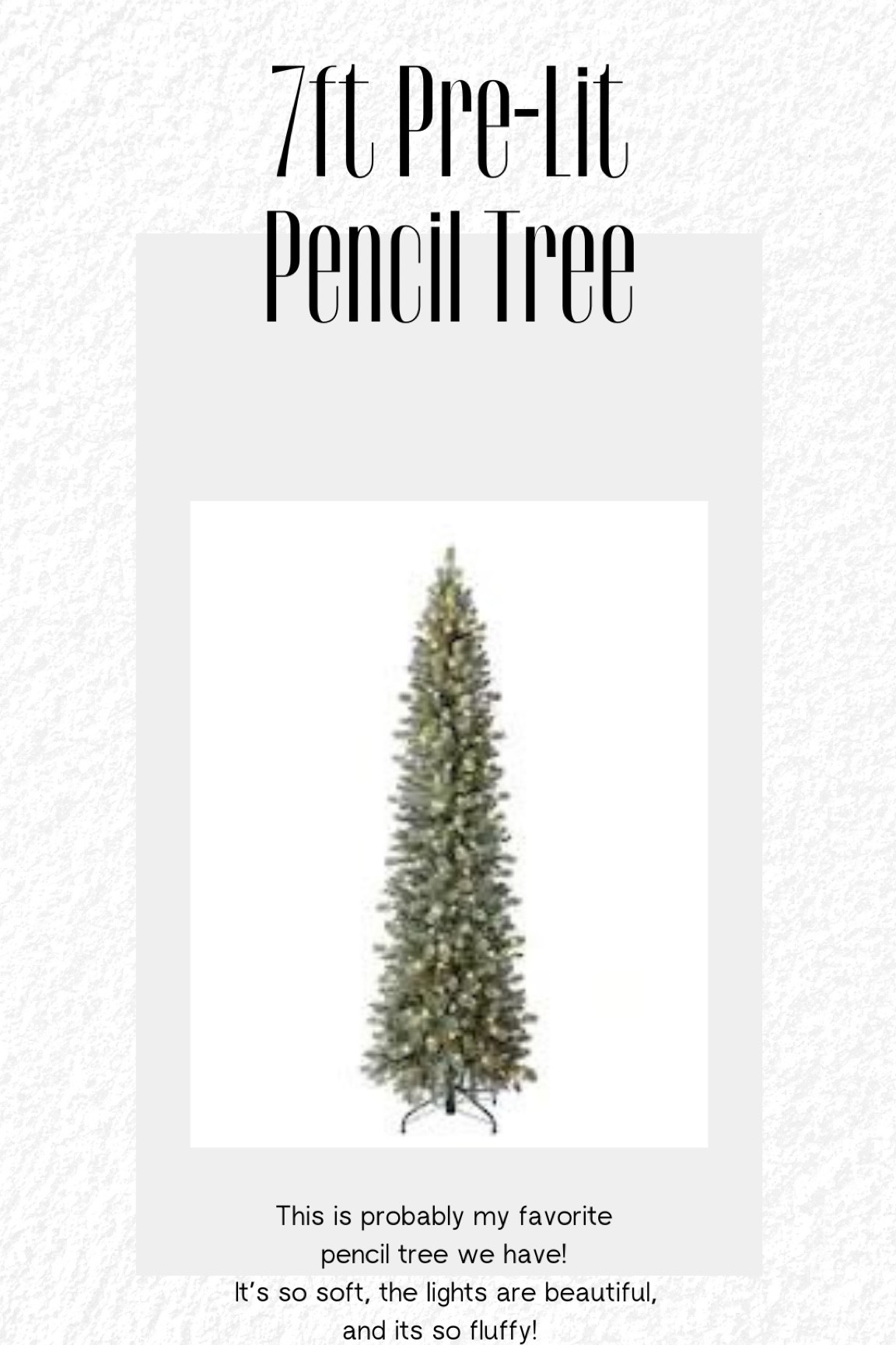 It’s so soft and fluffy! I have had this 
pre-lit pencil tree for several years and still love it! Get it now while it’s on sale 50% off! 

#LTKSeasonal #LTKHoliday #LTKsalealert