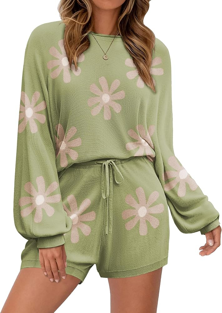 Ekouaer Knit Pajamas Set for Women Lounge Wear Sets Long Sleeve Sweatsuit Matching 2 Piece Outfit... | Amazon (US)