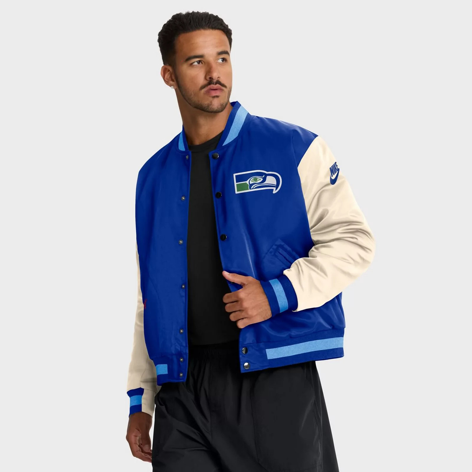 Men's Nike Royal/Cream Seattle Seahawks Rewind Legacy Full-Snap Bomber Jacket, Size: 3XL, Blue | Kohl's