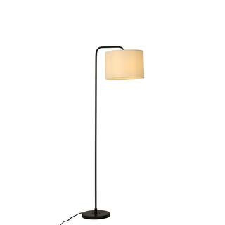 Spitzer 61 in. Black Arched Floor Lamp with Fabric Shade-409808 - The Home Depot | The Home Depot