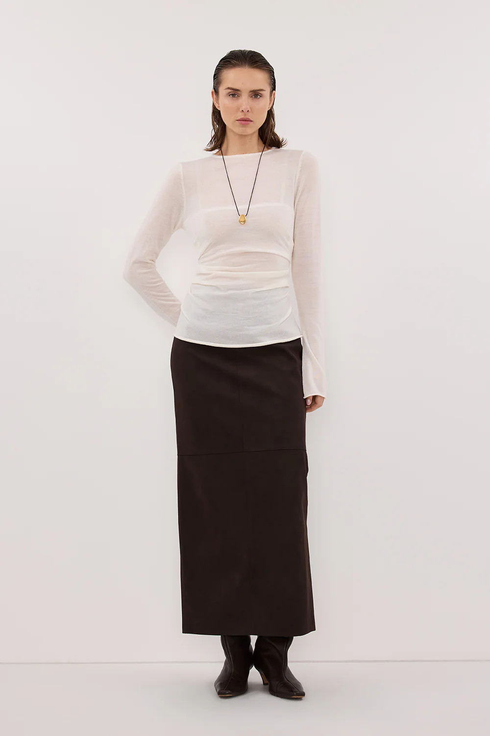 NICO OFF WHITE MERINO KNIT TOP | DISSH