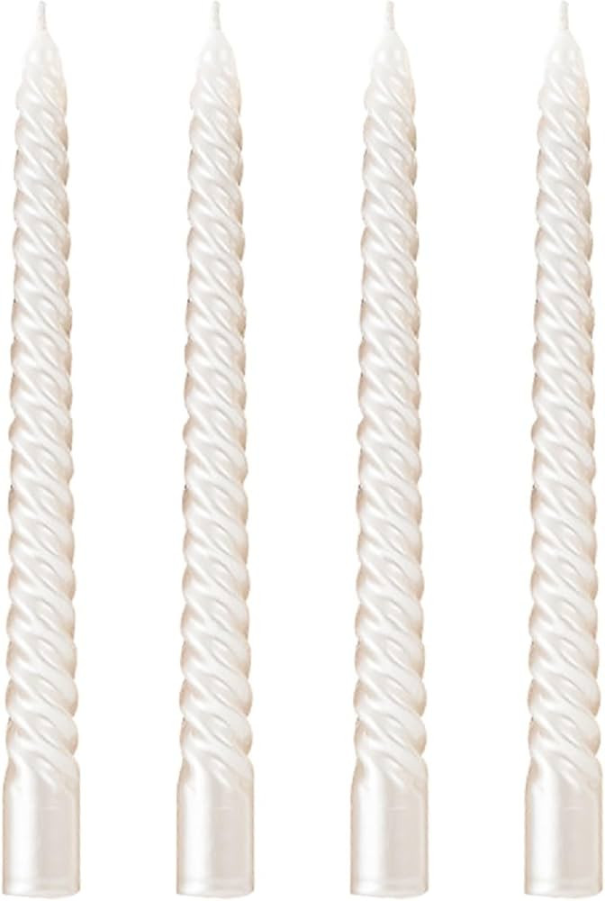White Spiral Taper Candles 10 inch -Set of 4 Tapered Candles, Dripless and Smokeless,Long Candle,... | Amazon (US)