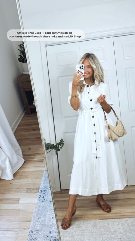 White dress - this would be a great vacation outfit because it’s comfortable and could be worn casually with flat sandals or sneakers for sightseeing and dressed up with a strappy sandal!