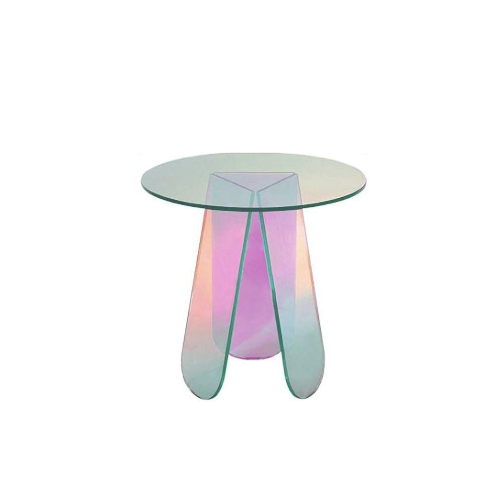 Homary Acrylic End Table Clear Round Side Table Modern Accent Table Iridescent | Amazon (US)