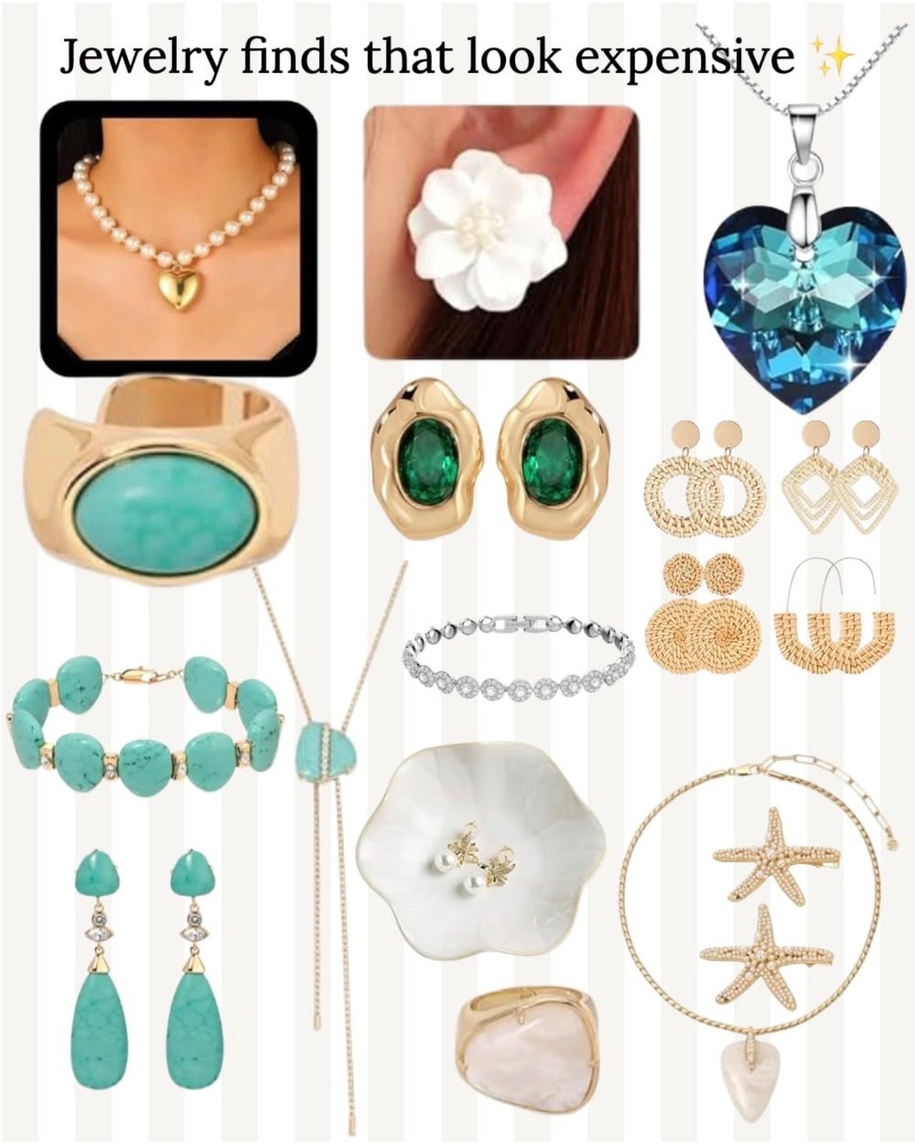 Luxury-looking jewelry without the luxury price tag ✨ These Amazon finds instantly elevate any outfit and look so much more expensive than they are 🤍 From statement earrings to chic turquoise pieces, these are the accessories I keep reaching for this season.

Perfect for vacation outfits, summer dresses, date nights, weddings, and everyday elevated looks 🌸

#LTKootd #LTKSeasonal #LTKU