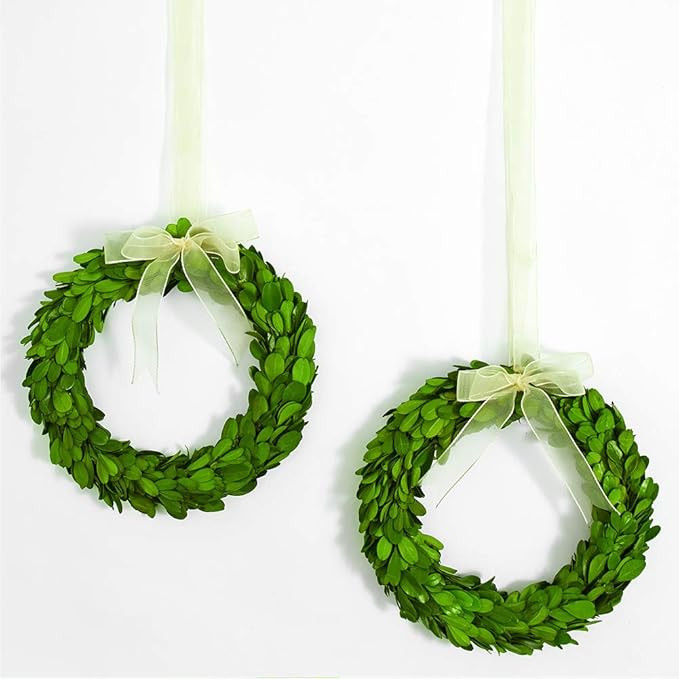 BoxwoodValley Boxwood Wreath Preserved Round Boxwood Wreath, Door Wall Hanging Window Wedding Par... | Amazon (US)