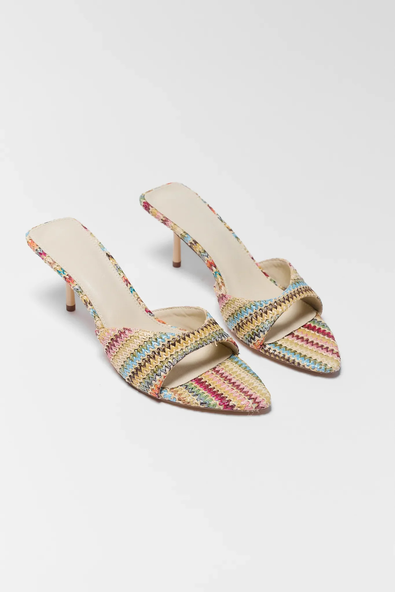 Julianna Multicolor Raffia Kitten Heels | Avara