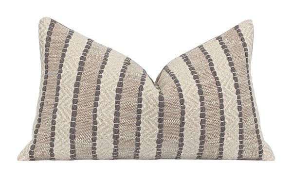Yarn Woven Taupe Boho Stripe Pillow | Land of Pillows