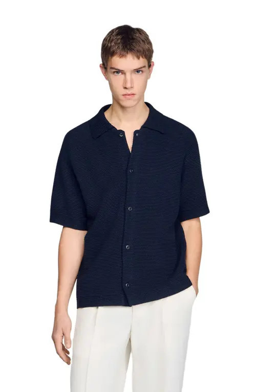 SANDRO Jute shirt in Navy Blue at Nordstrom, Size Large | Nordstrom