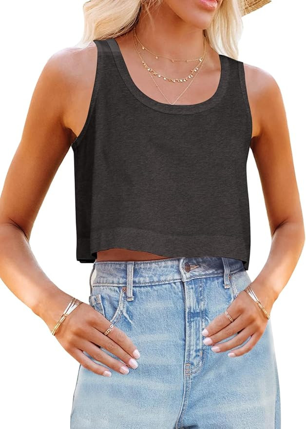 Aoysky Womens Cotton Crop Tops Casual Loose Tank Top Sleeveless Basic Cropped Athletic Yoga Worko... | Amazon (US)