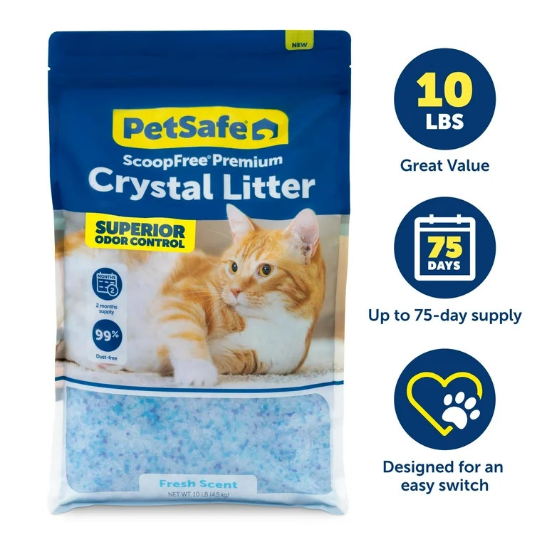 PetSafe ScoopFree Premium Fresh Crystal Cat Litter, 10 lb Bag, Odor Control Lasts Up to 2.5 Month... | Walmart (US)