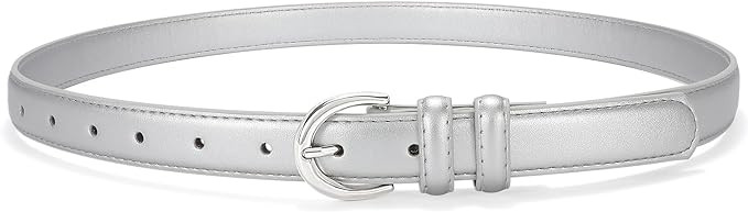 SANSTHS Women Leather Belt for Jeans Pants Fashion Ladies Skinny Belt for Dresses Thin Belt with ... | Amazon (US)