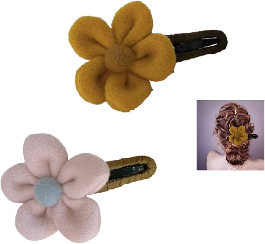 2 Pieces Large Flower Hair Claw Clips Duck Billed Hair Pins Cute Plush Flower Hair Accessories St... | Amazon (US)
