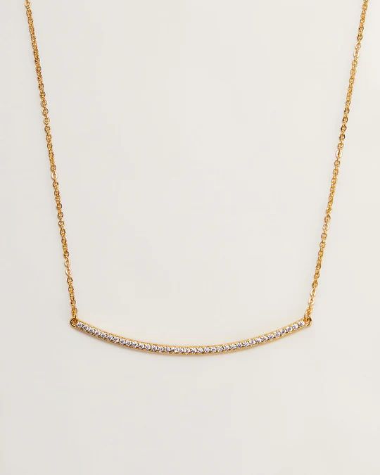 Simple Bar 18k Gold Plated Rhinestone Necklace | VICI Collection