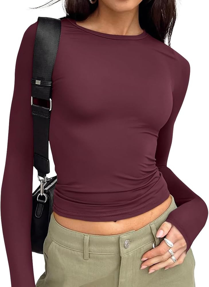 Trendy Queen Long Sleeve T Shirts Crop Tops | Amazon (US)