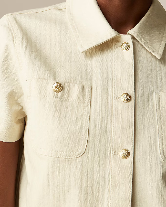 Denim button-up top in ecru | J. Crew US