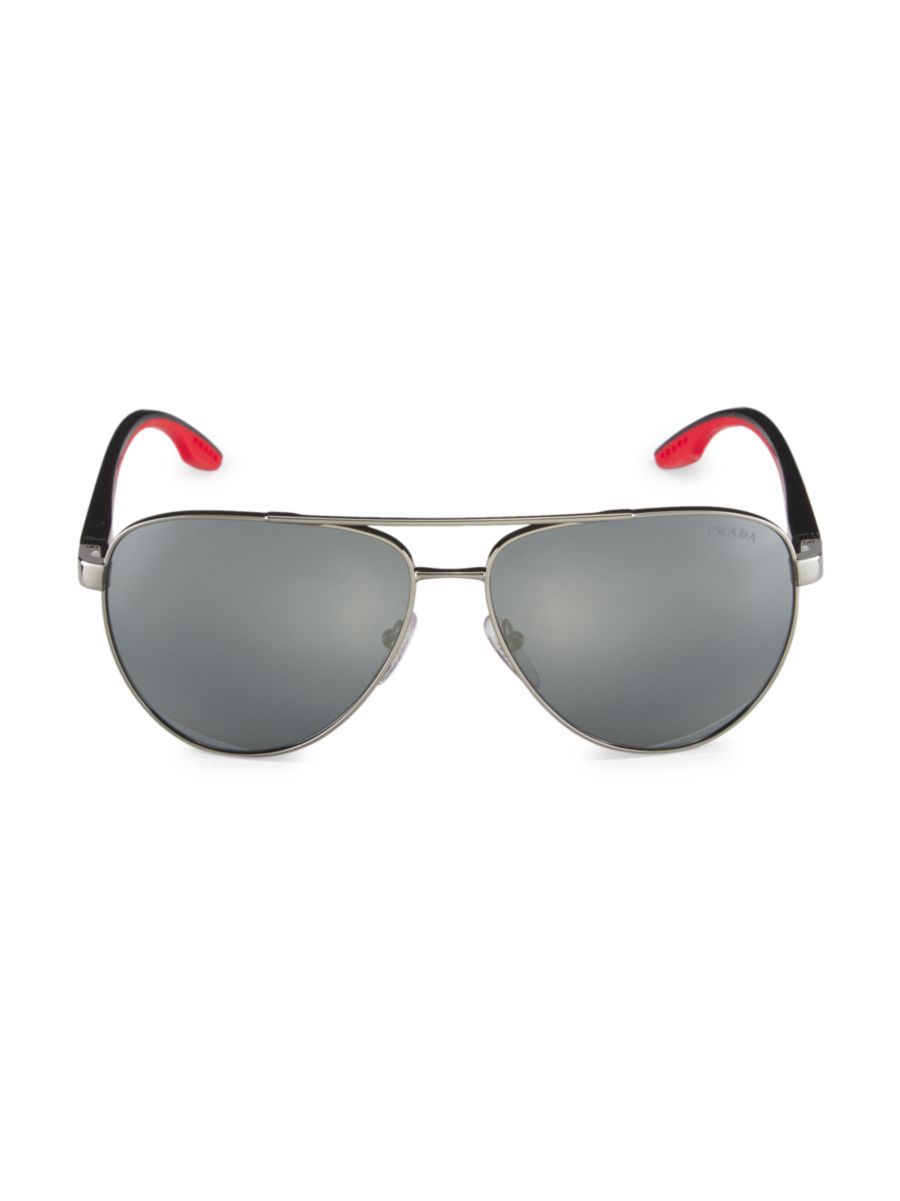 Shop Prada Linea Rossa 61MM Metal Pilot Sunglasses | Saks Fifth Avenue | Saks Fifth Avenue