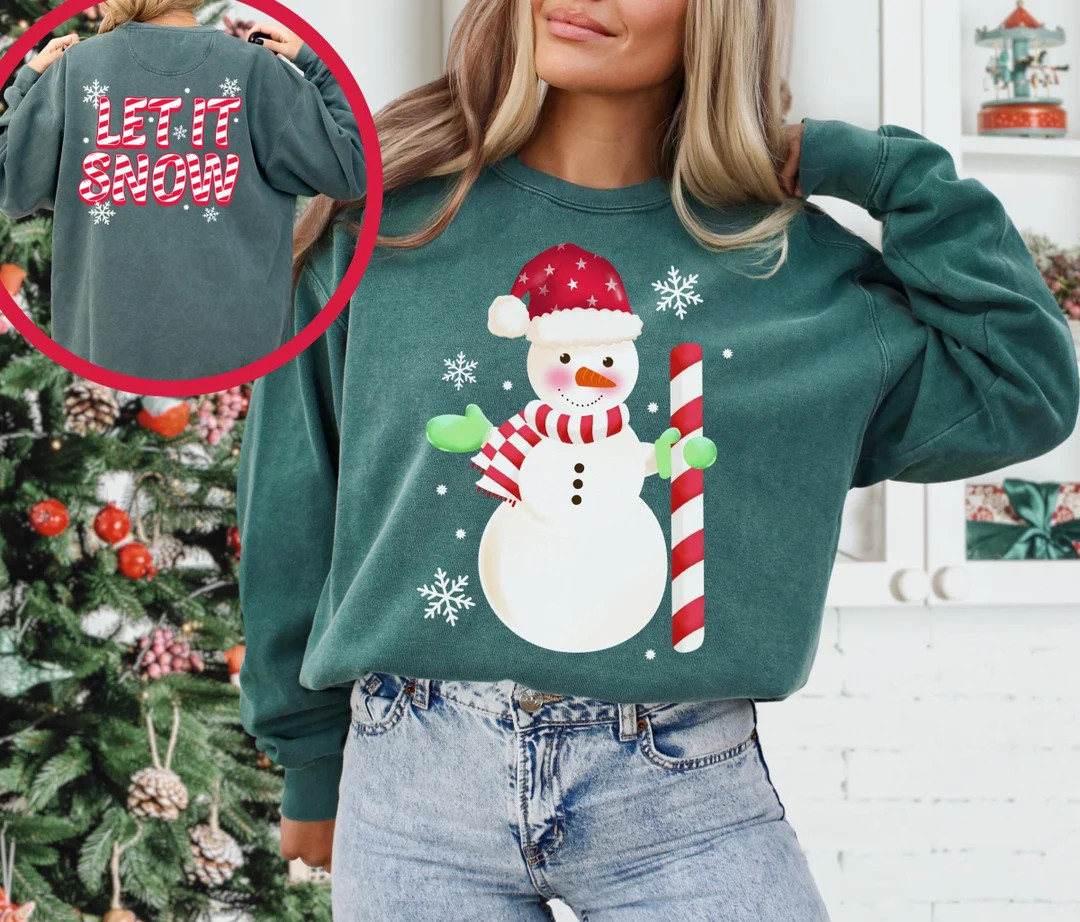 Snowman Sweatshirt, Christmas Sweatshirt, Let It Snow, Christmas Crewneck, Christmas Sweater, Chr... | Etsy (US)