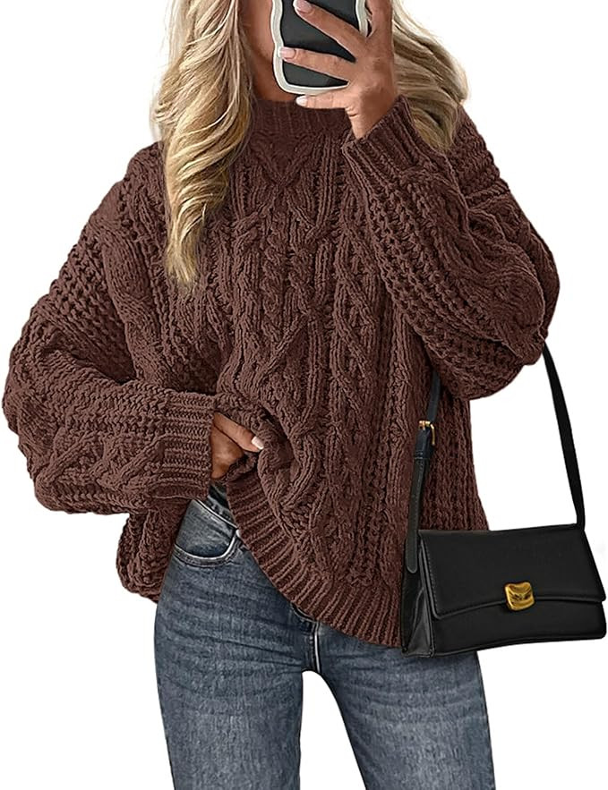 PRETTYGARDEN Women's Oversized Fall Sweaters 2025 Casual Long Sleeve Crewneck Chunky Cable Knit P... | Amazon (US)