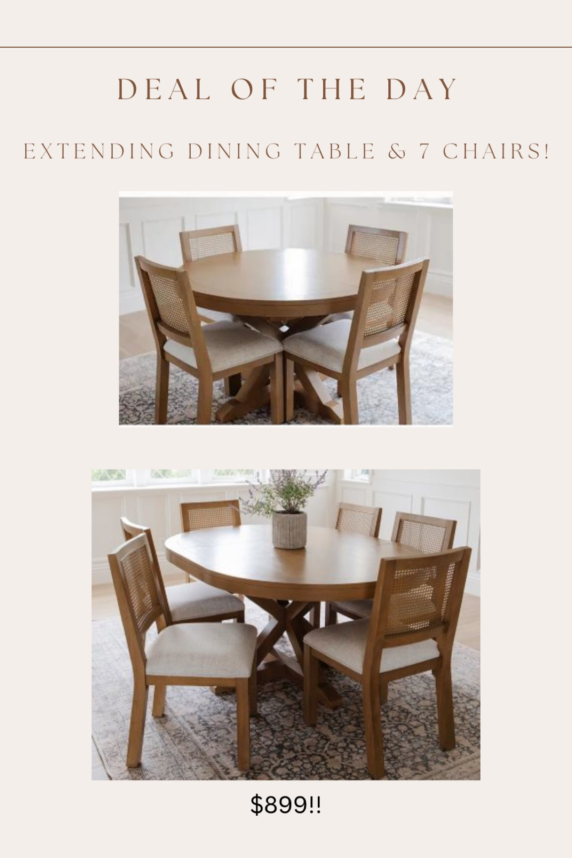 This gorgeous new Sam’s club x Becki Owens extending dining table & chair set is back in stock!!!! 🚨🚨

6 chairs + an extending table for $899 🤯🙌🏻

#LTKsalealert #LTKhome