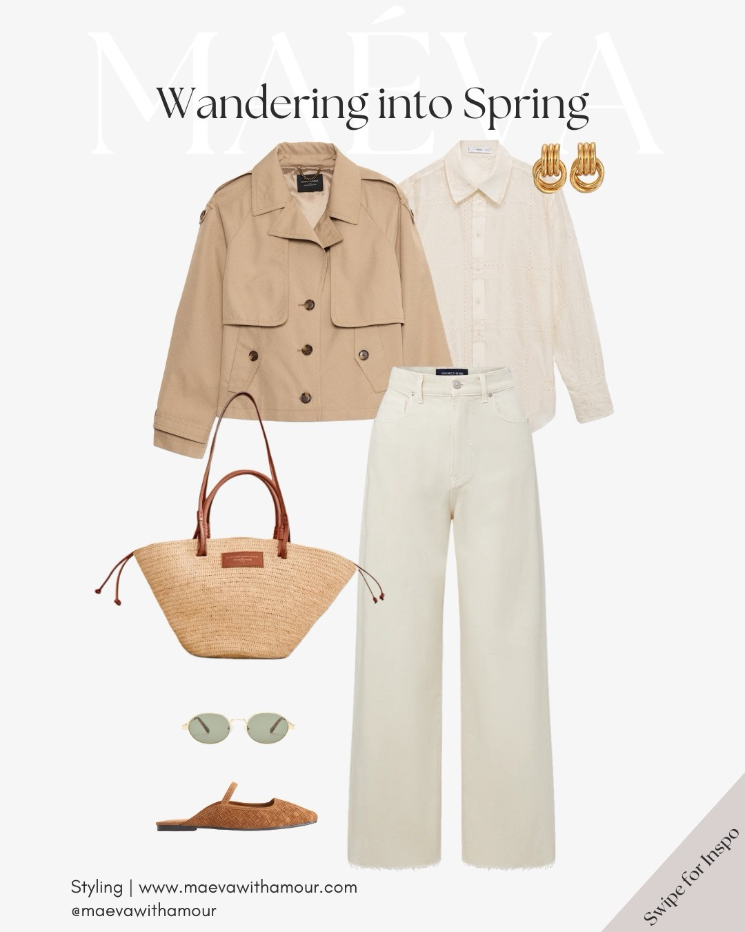Wandering into Spring ✨ Soft neutrals, woven textures, and a cropped trench! Made for those spontaneous spring days that turn errands into café stops and strolls into little adventures! 

❤️ Adore this look? Comment SHOP to receive a DM with the link or head to the link in bio to shop the looks & more!

👉 Save this look for inspiration and follow for more style ideas! 

✨ Discover French-inspired style and chic wardrobe tips daily, designed to elevate your everyday fashion!

With Amour, M.

#springstyle #effortlesschic #springcolors #parisianstyle #SpringFashion #OOTDInspo #flowers #outfitinspo #parisoutfit #spring 

#LTKTravel #LTKStyleTip #LTKSeasonal