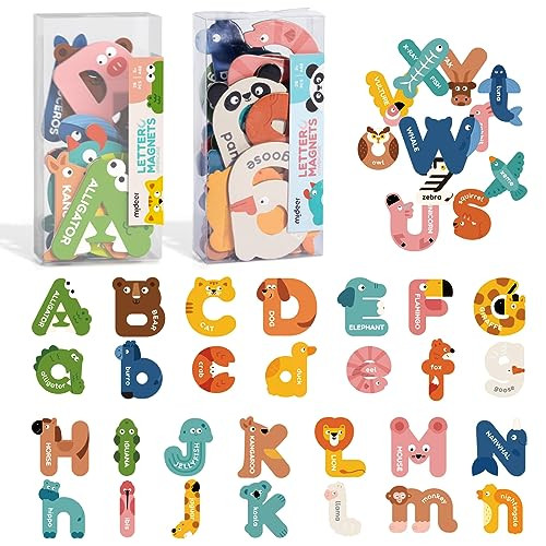 Mideer Magnetic Alphabet, 26 Uppercase & 26 Lowercase Letters, Cute Animal Magnets for Fridge, Educational ABC Spelling Learning Tools Games Toys Refrigerator Magnet for Kids, Toddlers 3 4 5 Years Old | Amazon (US)