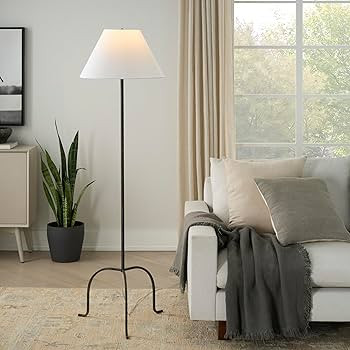 Nourison Home 66" Black Wrought Iron Heritage Metal Slim Tripod Standing Floor Lamp for Modern, I... | Amazon (US)