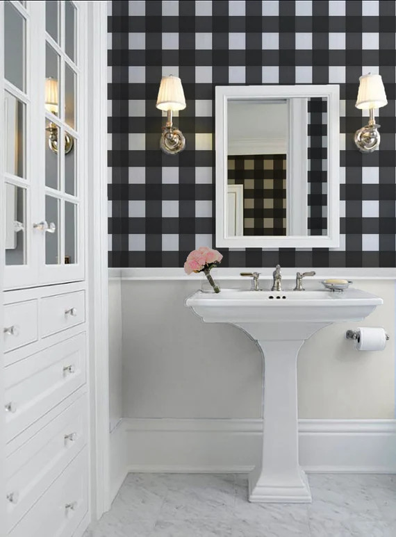 Small Buffalo Check (4 inch)  || Black Peel 'n Stick or PrePasted Wallpaper | Made in the USA •... | Etsy (US)