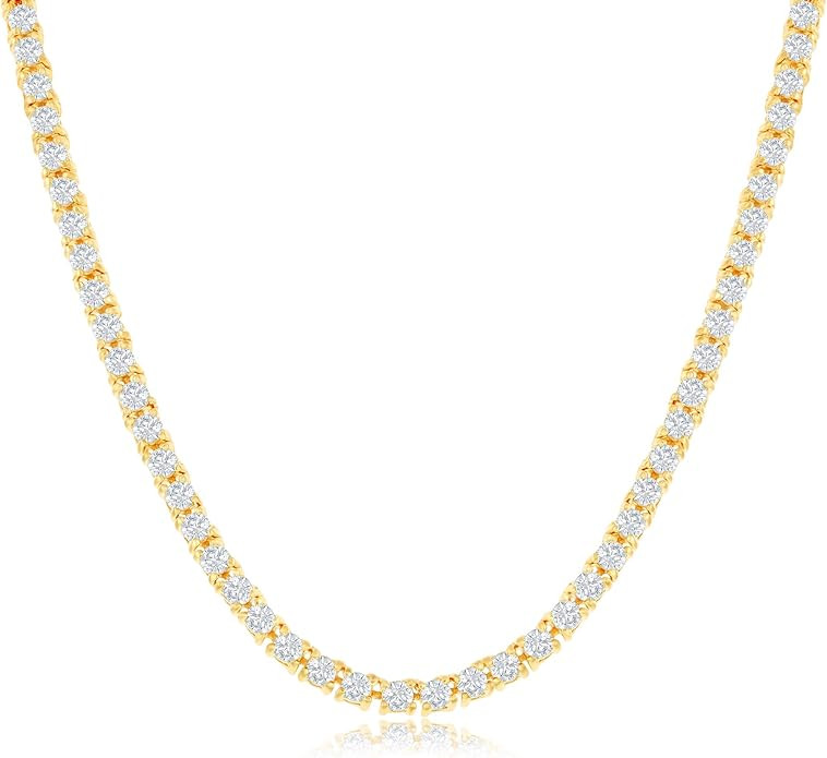 NYC Sterling Women's Magnificent 3mm Round Cubic Zirconia Tennis Necklace | Amazon (US)