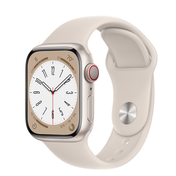 Apple Watch Series 8 GPS + Cellular 41mm Starlight Aluminum Case with Starlight Sport Band - S/M | Apple (US)