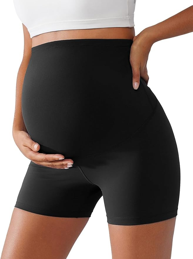 BRXL Women's Maternity Shorts Over The Belly Comfy Soft Biker Yoga Active Pregnancy Workout Short... | Amazon (US)